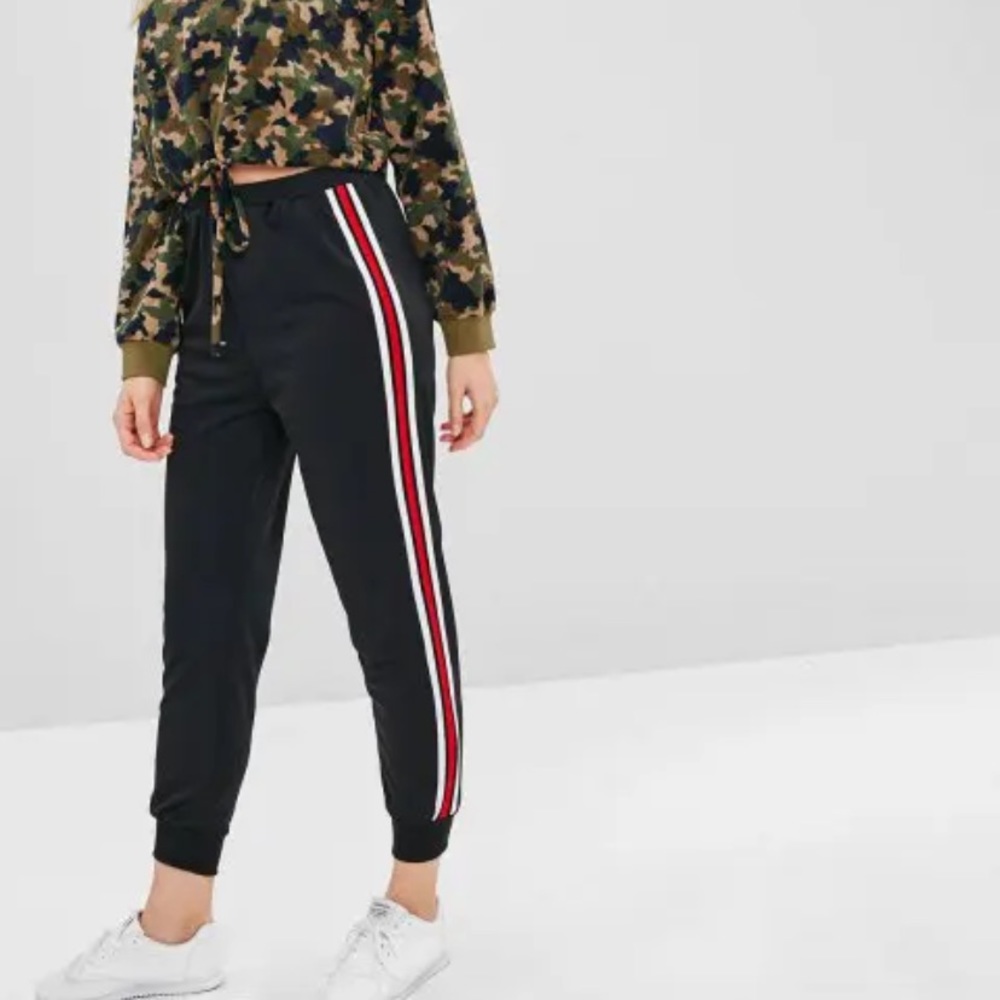 High Waisted Striped Sports Pants
